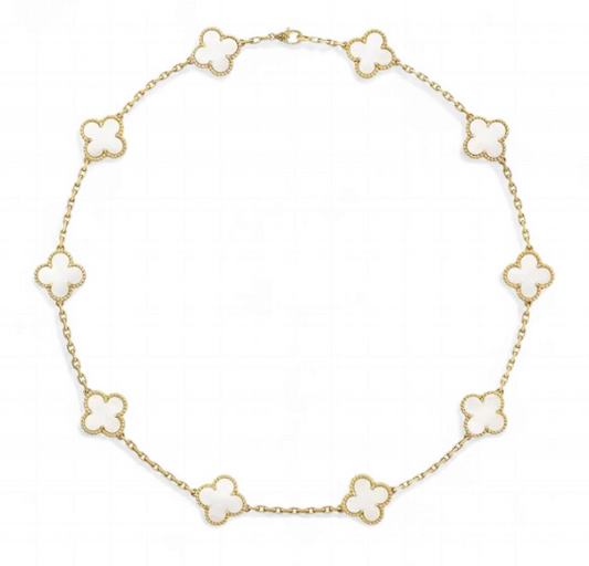Collar Clovers Nacar Trébol Dorado