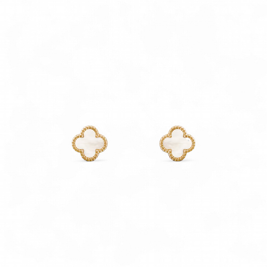 Aros Sweet Clovers Nácar Trébol Dorado