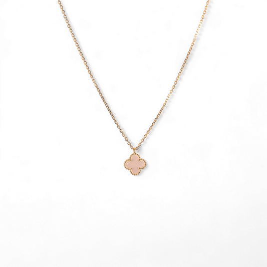 Cadena Sweet Clover Nacar Rosa -Plata 925 - Baño de oro 18k
