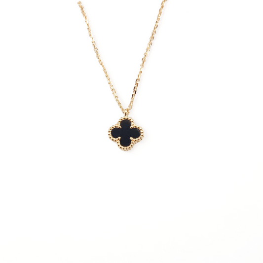 Cadena Sweet Clover Onix - Plata 925 - Baño de oro 18k