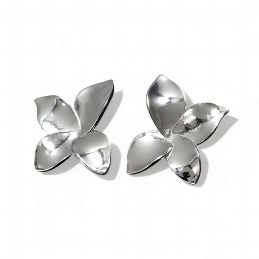 Aros Flores Pulidas Plateado