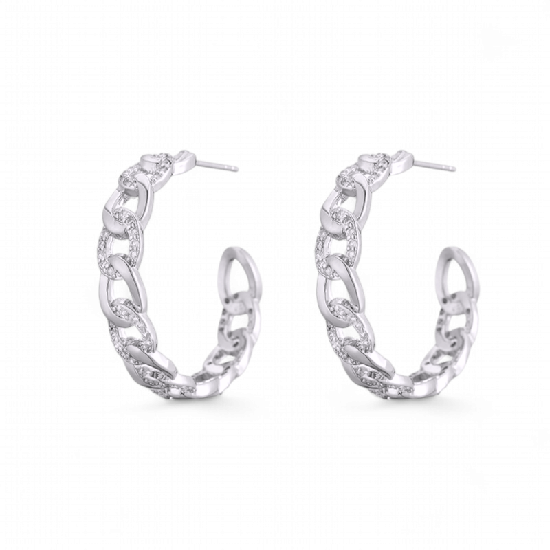 Argollas con Cadena de Circones – Plateado y Dorado