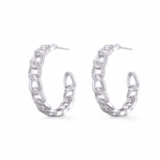 Argollas con Cadena de Circones – Plateado y Dorado