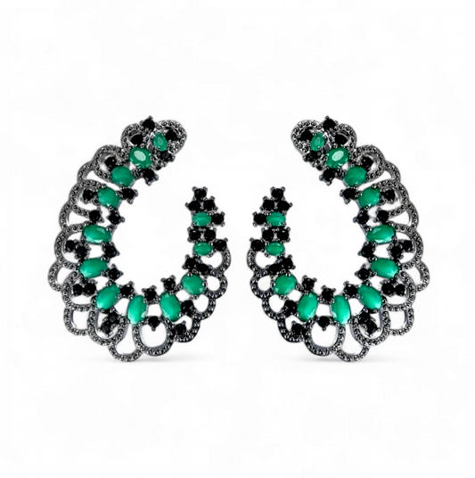 Aros Semicirculares con Circones Verdes y Negros