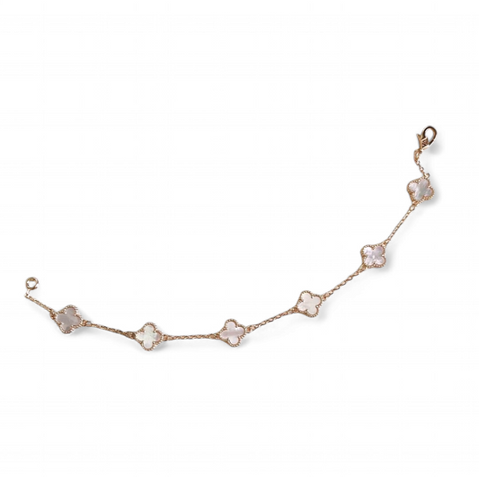 Pulsera Sweet Clover Nacar Trébol - Plata 925 Baňo - Oro 18k