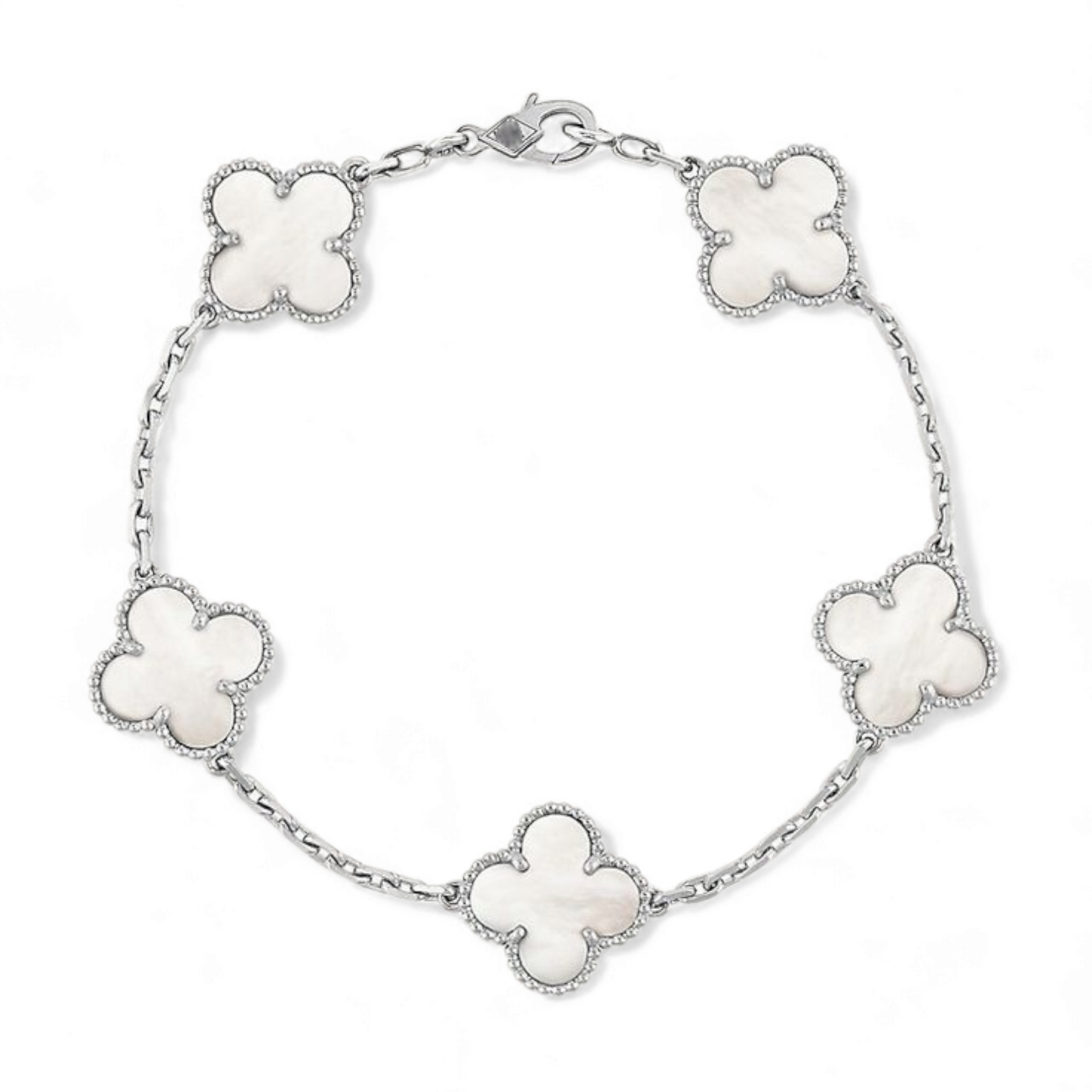 Pulsera Clover Nacar Trebol Plateado