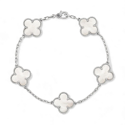 Pulsera Clover Nacar Trebol Plateado