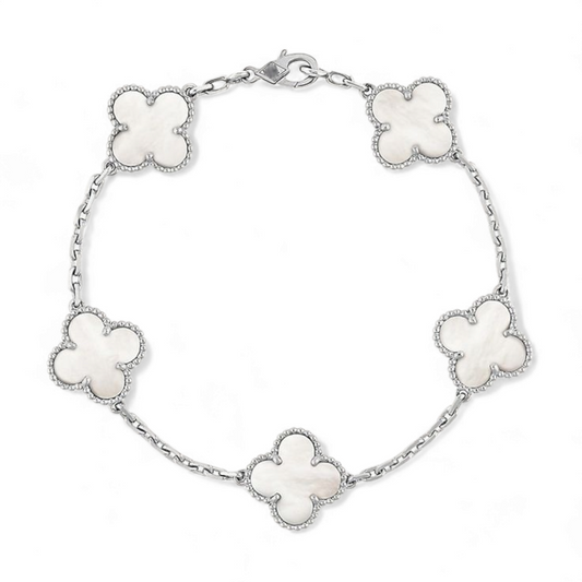 Pulsera Clover Nacar Trebol Plateado
