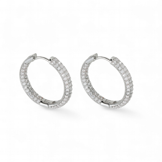 Argollas Gruesas de Circones Plateado
