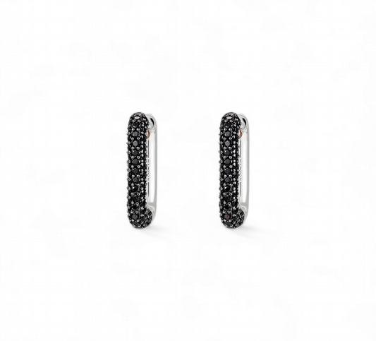 Argollas Oval Circones Negro Dorado