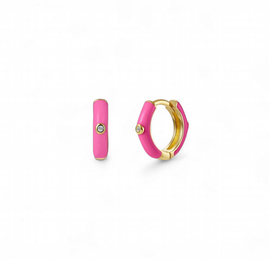 Argollas Esmaltadas Fucsia