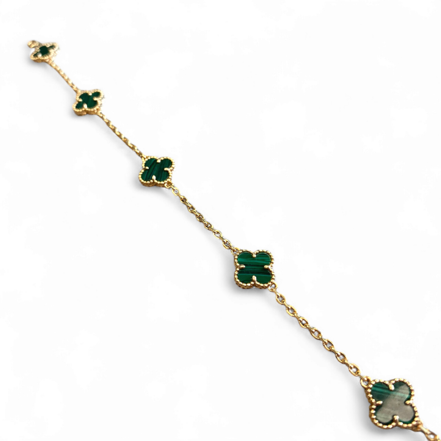 Pulsera Sweet Clover Malaquita Trébol Plata 925