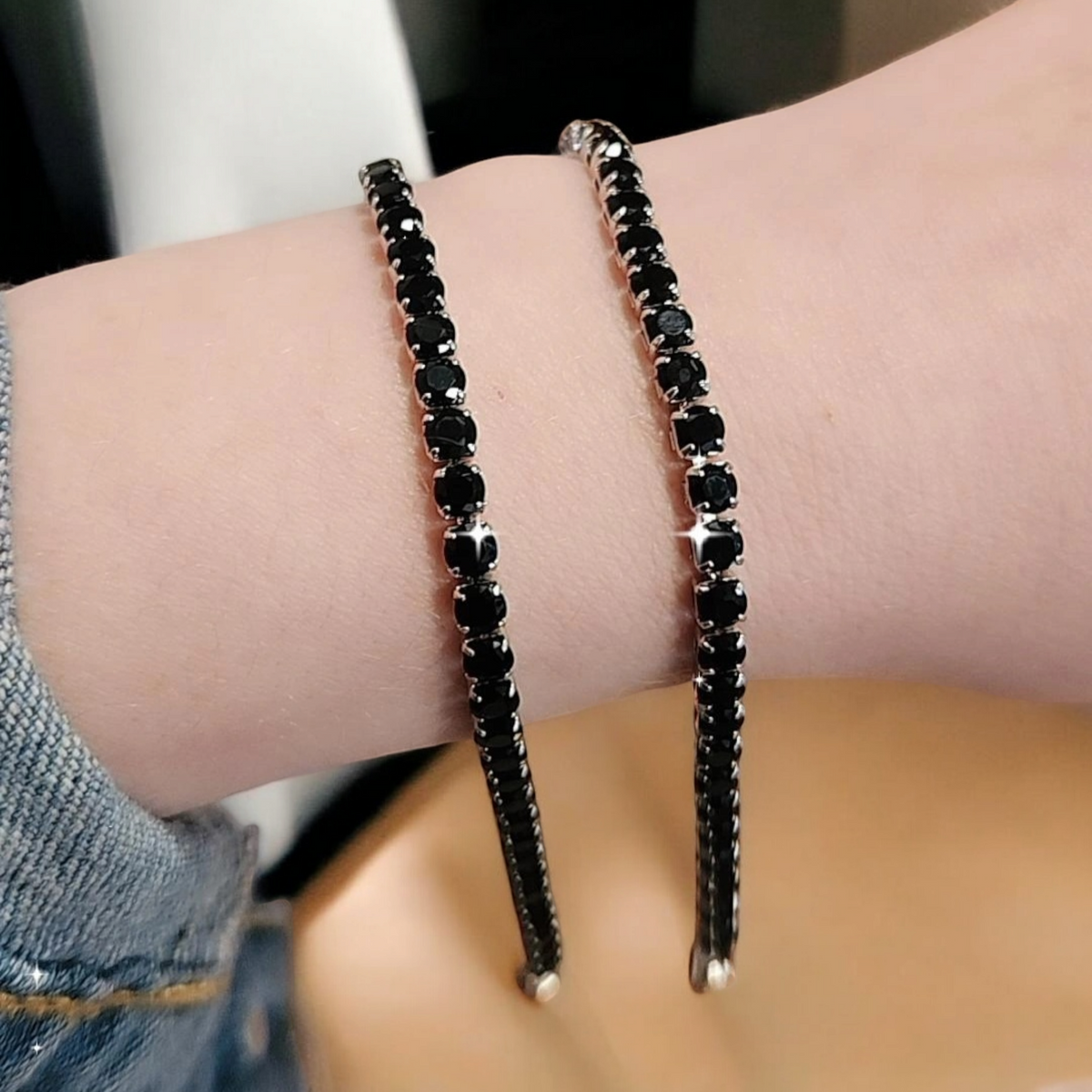Pulsera Tennis 4mm Negra Baño de Rodio – Unisex