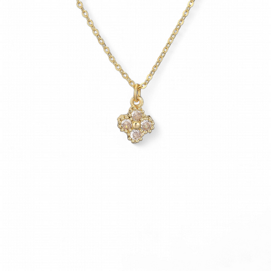 Cadena Mini Clover Blanco Dorado