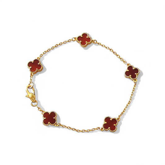 Pulsera Sweet Clover Cornalina Trébol Plata 925