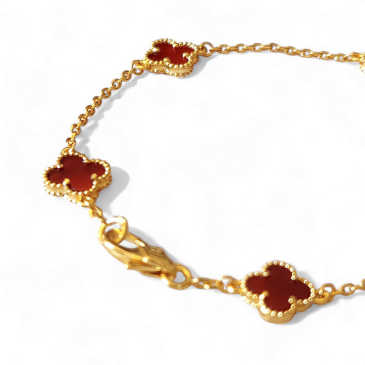 Pulsera Sweet Clover Cornalina Trébol Plata 925