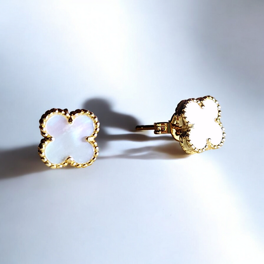 Aros Sweet Clovers Nácar Trébol Dorado