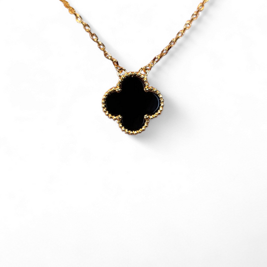 Cadena Clover Onix Trébol Dorado