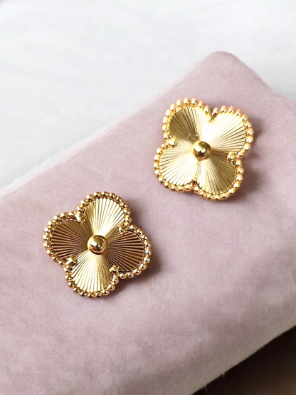 Aros Clovers Laser Trébol Dorado