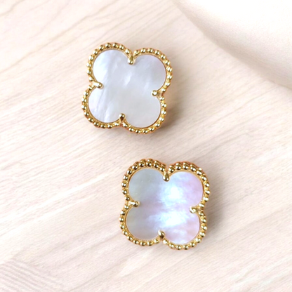 Aros Clovers Nacar Trébol Dorado