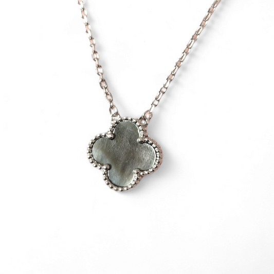 Cadena Clover Nacar Gris  - Plata 925