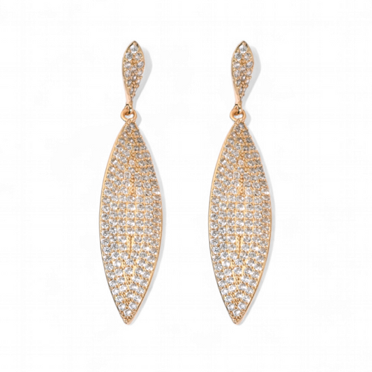 Aros Hojas Largos Circones Dorado