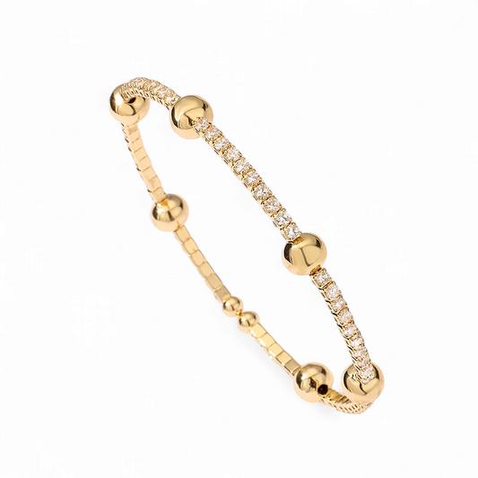 Pulsera Ajustable Infinita Bolas Doradas