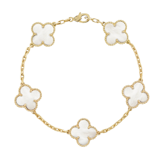 Pulsera Clover Nacar Trebol - Baño Oro 18k