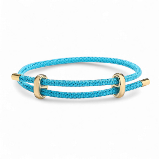 Pulsera Ajustable Alambre Trenzado Turquesa