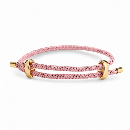 Pulsera Ajustable Alambre Trenzado Rosado