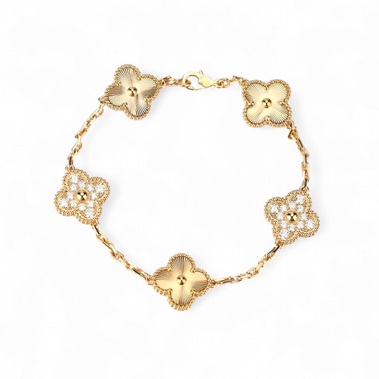 Pulsera Clover Laser Circones Trébol Dorado