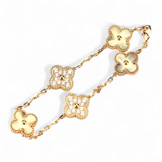 Pulsera Clover Laser Circones Trébol Dorado