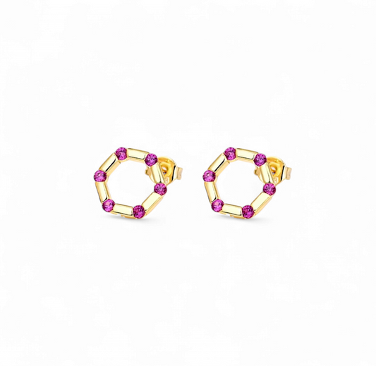 Aros Hexagonales Circones Fucsia