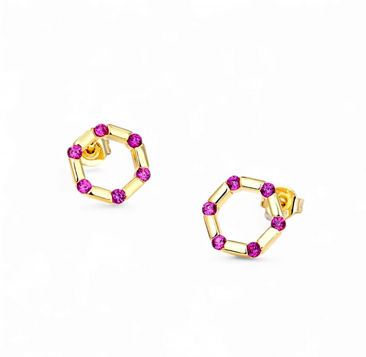 Aros Hexagonales Circones Fucsia
