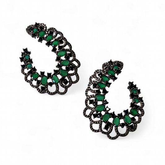 Aros Semicirculares con Circones Verdes y Negros