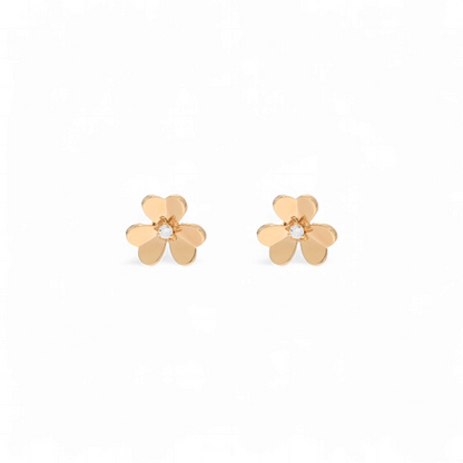 Aros Flor Circón Dorado