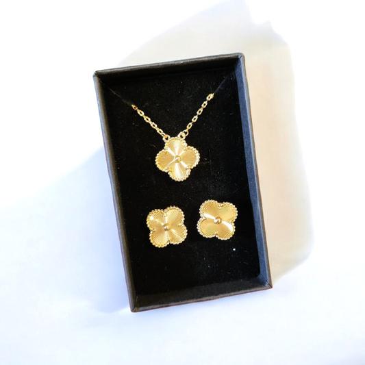 Aros Clovers Laser Trébol Dorado