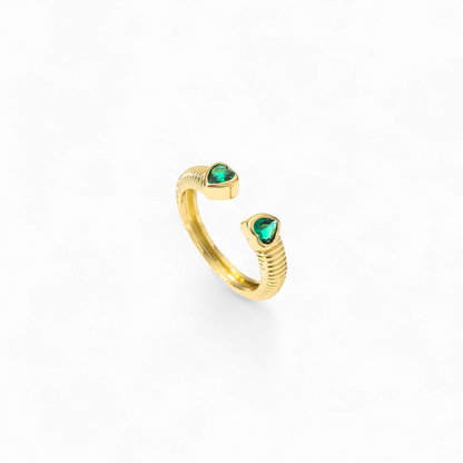 Anillo Corazones Bezel Verde