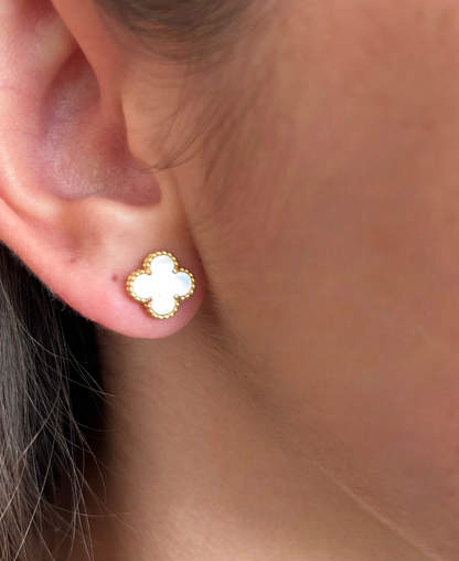 Aros Sweet Clovers Nácar Trébol Dorado