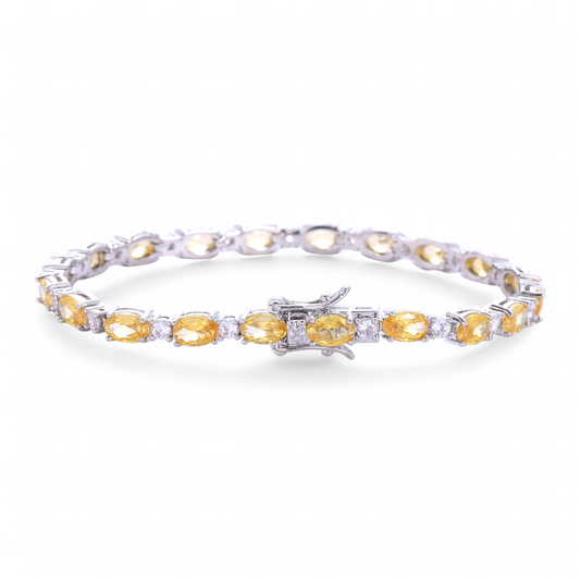 Pulsera Tennis Oval Amarrilla
