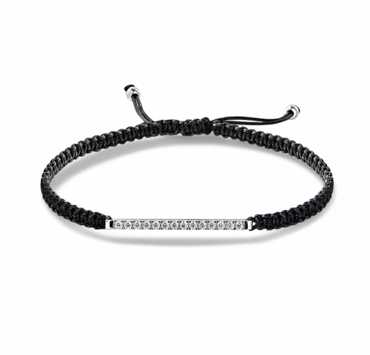 Pulsera de Hilo con Barrita de Moissanitas Plata 925