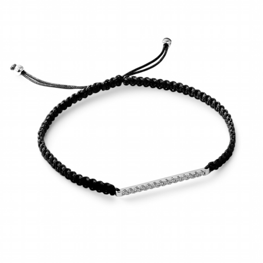 Pulsera de Hilo con Barrita de Moissanitas Plata 925
