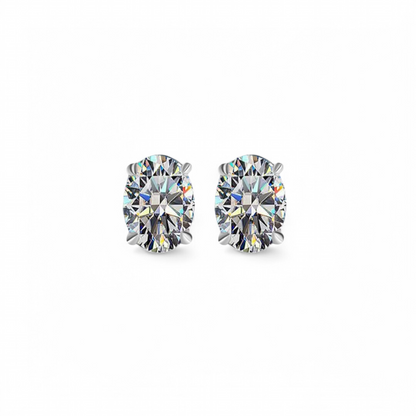 Studs Moisanitas Oval Plata 925 - Rodio