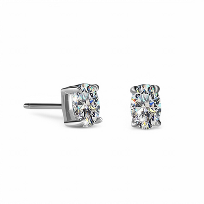 Studs Moisanitas Oval Plata 925 - Rodio