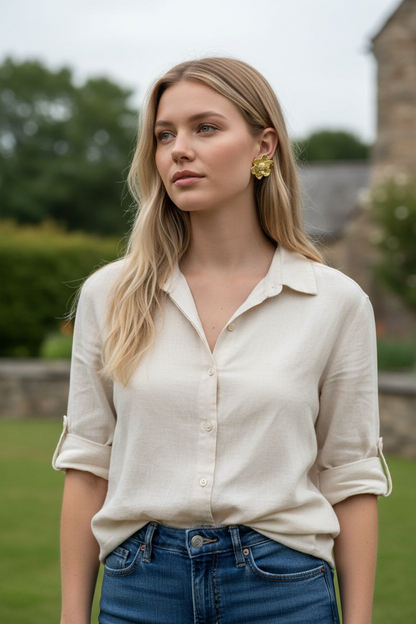 Aros Flor Magnolia - Baňo de Oro