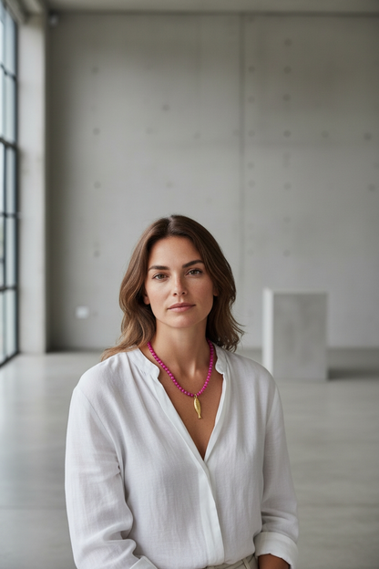 Collar Piedras Naturales - Pescadito Fucsia