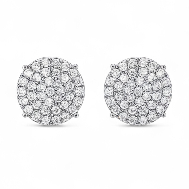 Aros Cluster Studs Pavé Baño de Rodio