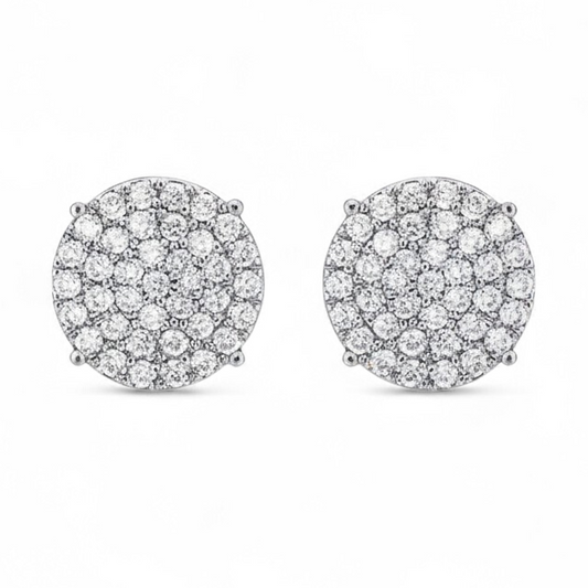Aros Cluster Studs Pavé Baño de Rodio