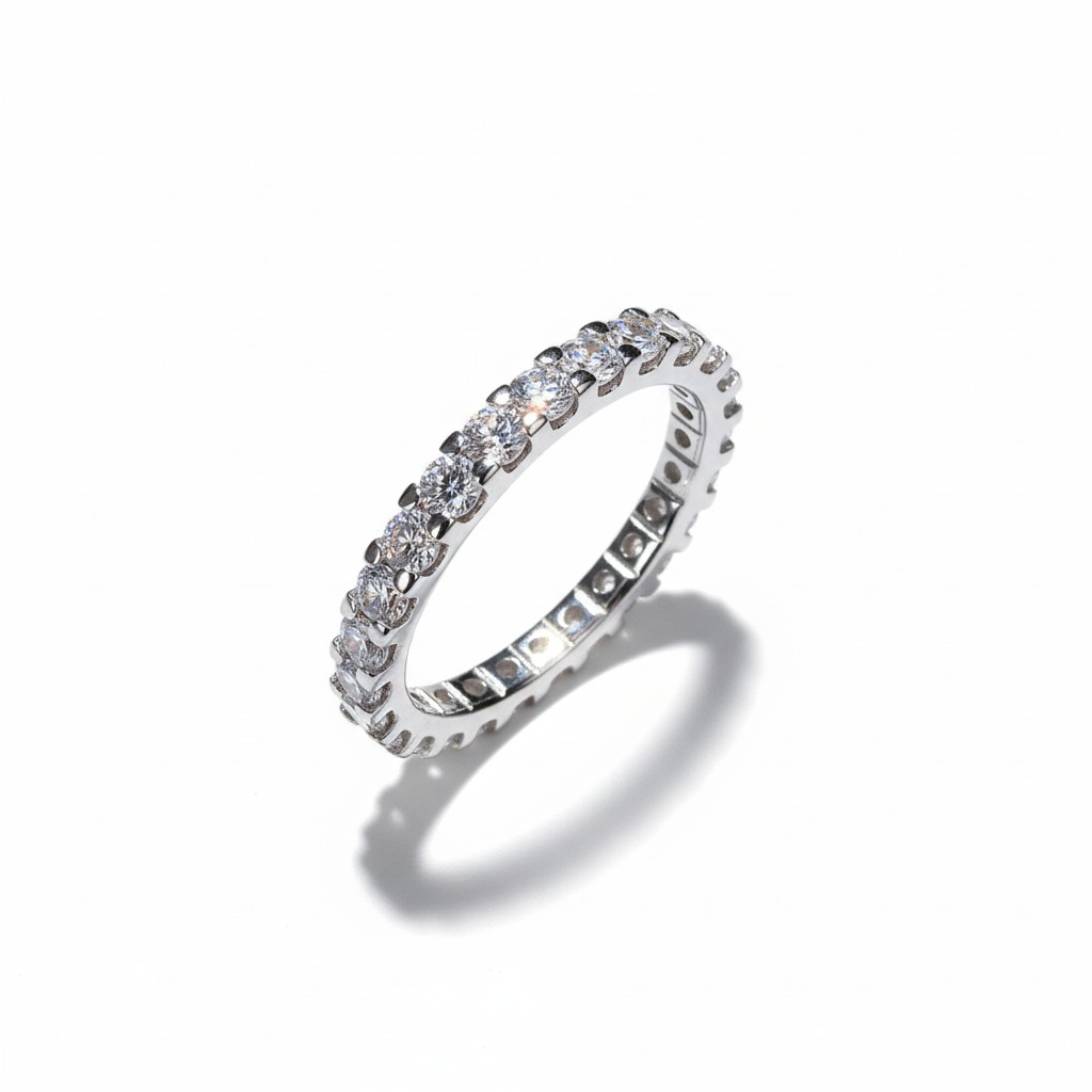 Anillo Cintillo Infinity de Circonitas - Baño de Rodio