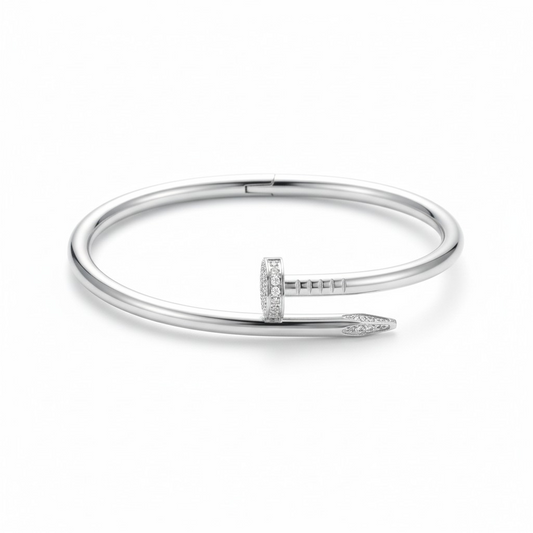 Pulsera Esclava Clavo Circonitas -  Baño de Rodio